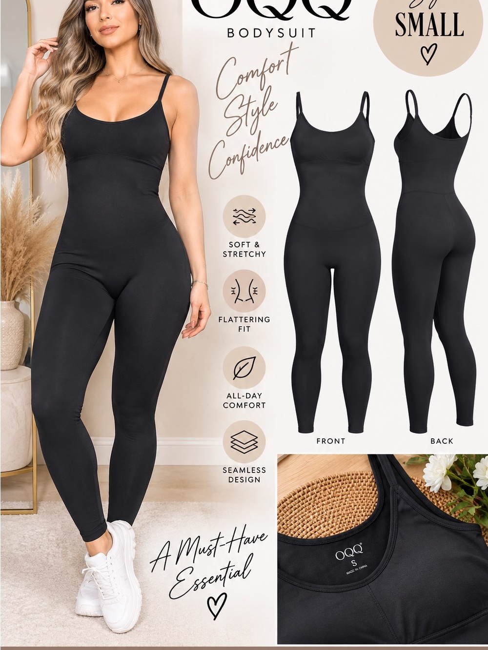 Black Seamless Tank Jumpsuit